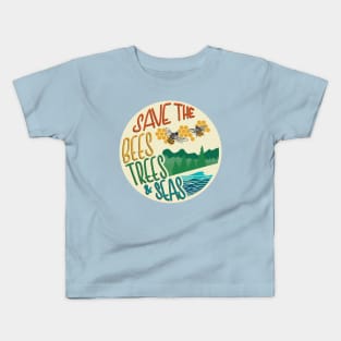 Save The Bees, Trees, & Seas | Retro Kids T-Shirt